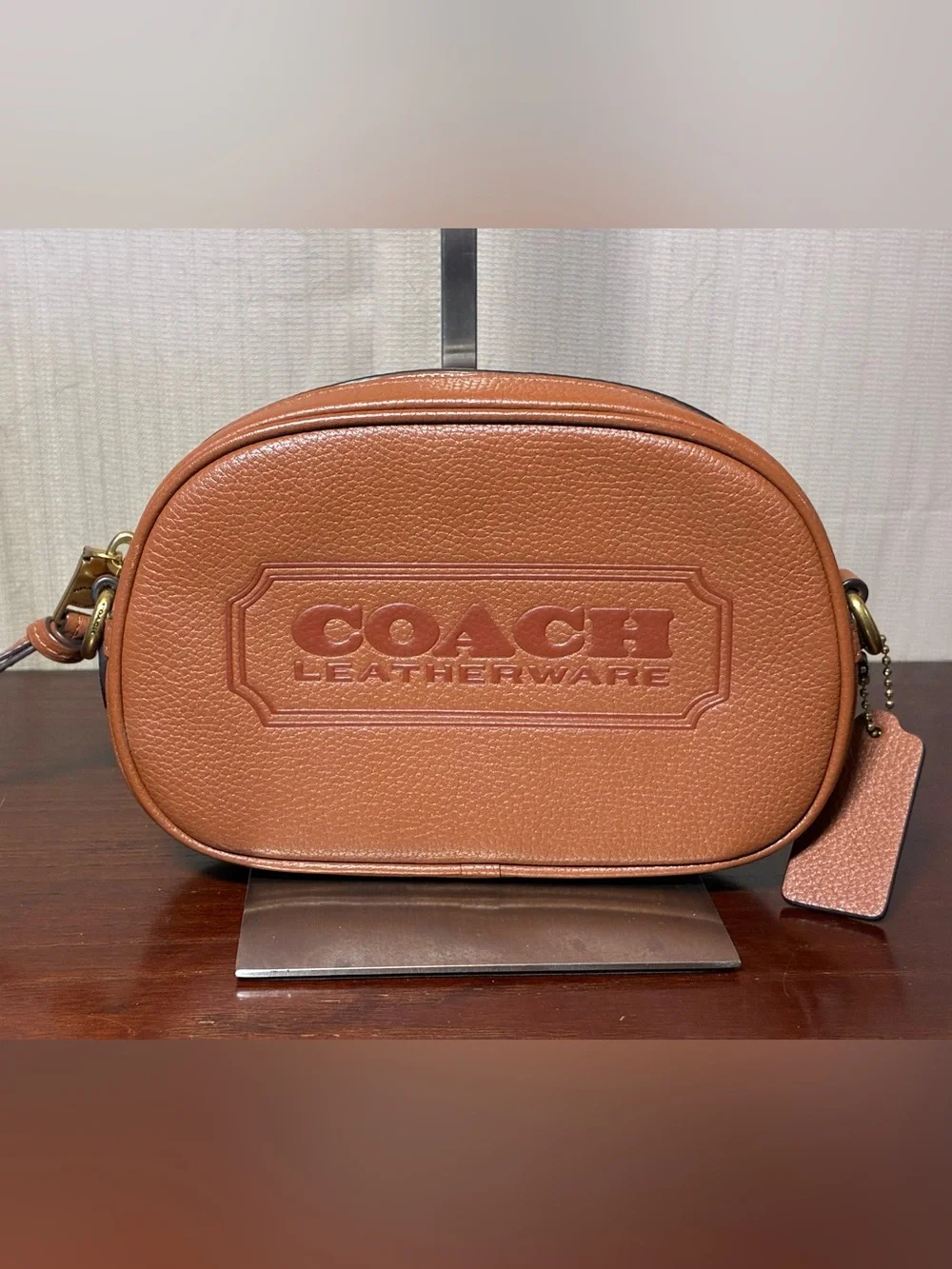 Coach Brown Pebbled Leather Crossbody Camera Bag